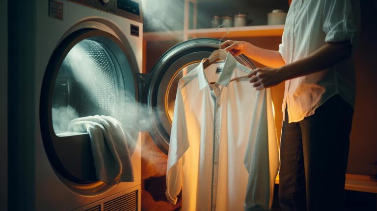 Illustration of the damp towel method to remove wrinkles from clothes without ironing